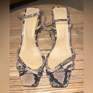 Aeyde Snakeskin Pattern Strappy Heels
